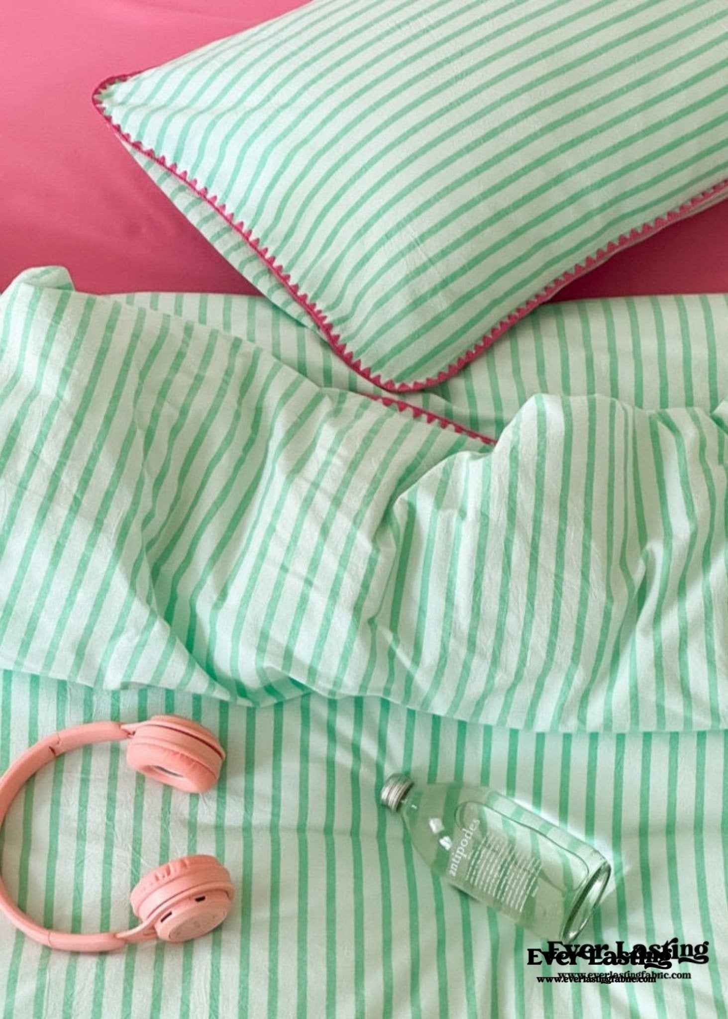 Pepper Candy Stripe Bedding Set / Light Green - Ever Lasting