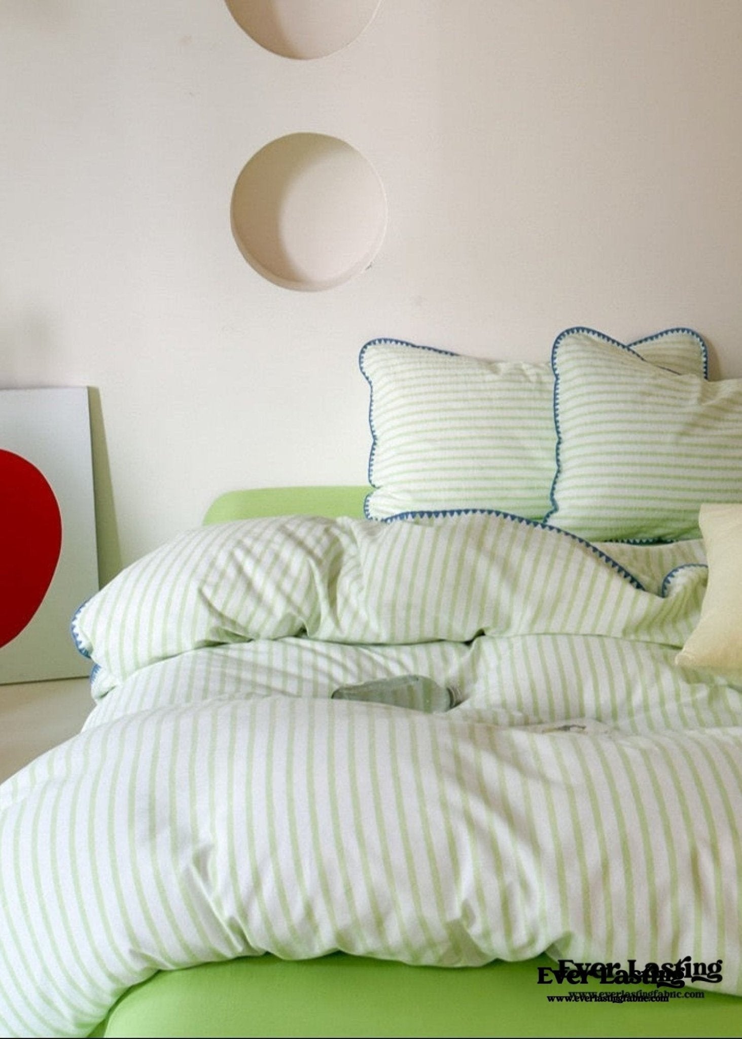 Pepper Candy Stripe Bedding Set / Light Green - Ever Lasting