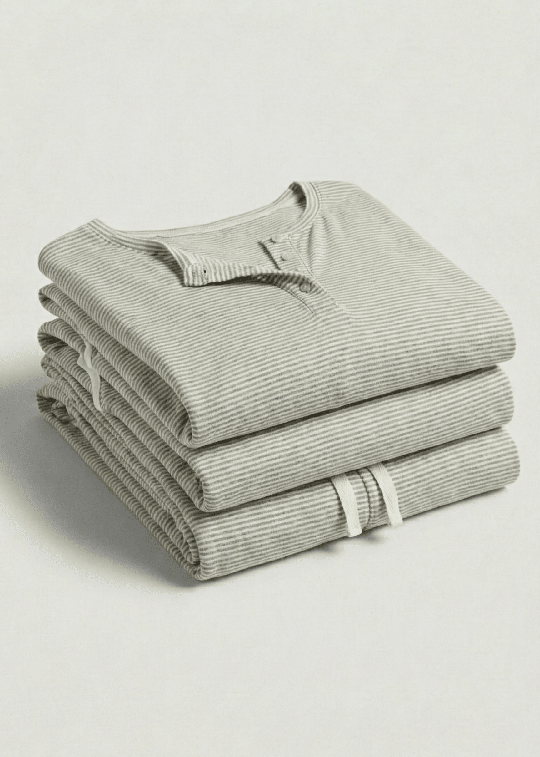  - Ever Lasting - Perla Long - Sleeve Striped Pajama Set / Gray - Pajamas - Ever Lasting