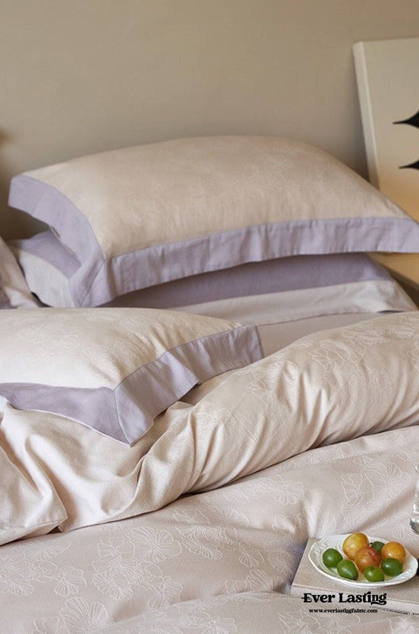 Pink Lavender Satin Jacquard Long - Staple Cotton Bedding Bundle - Ever Lasting