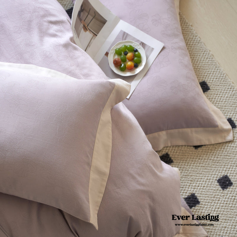 Pink Lavender Satin Jacquard Long - Staple Cotton Bedding Bundle