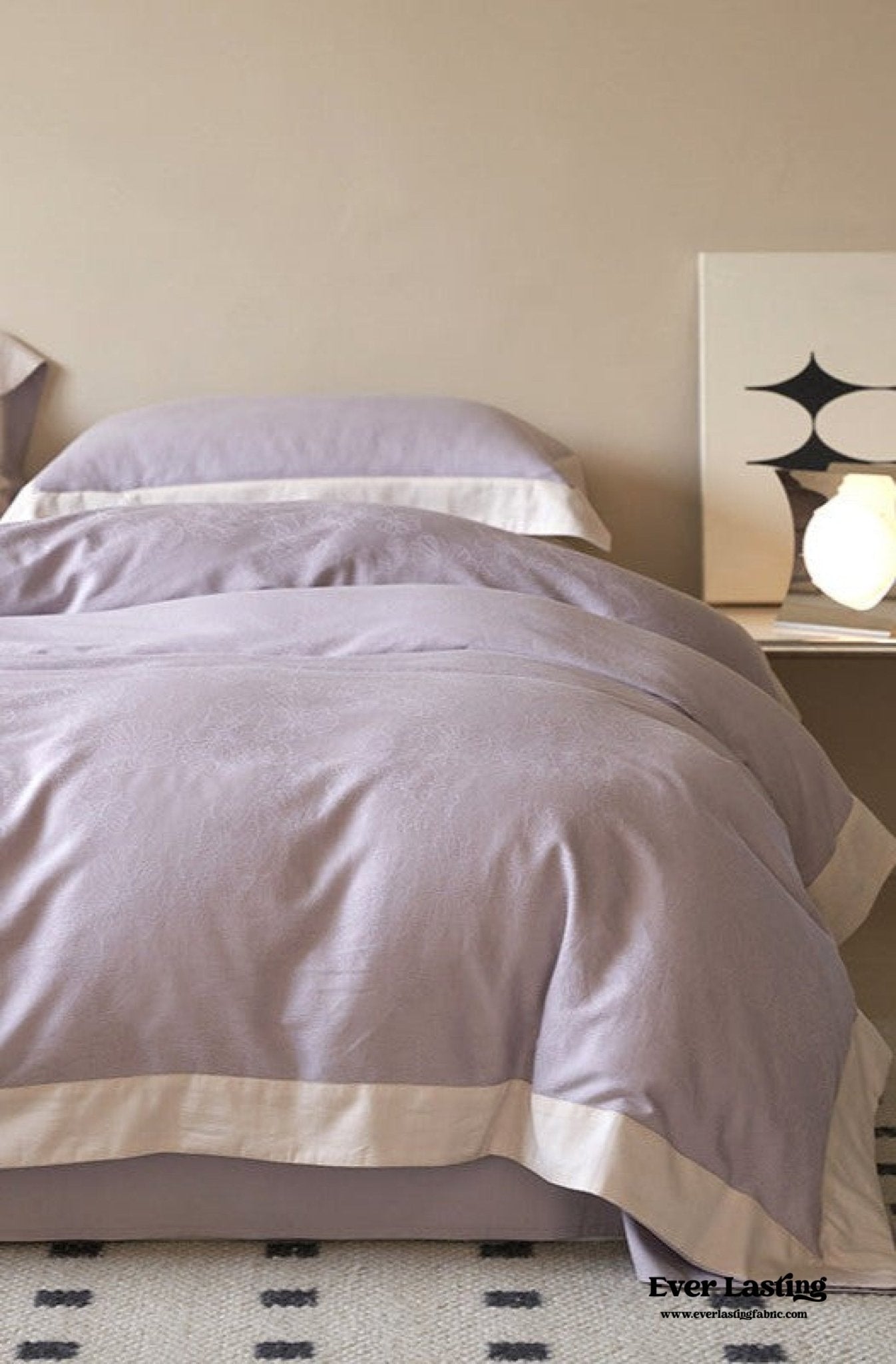 Pink Lavender Satin Jacquard Long - Staple Cotton Bedding Bundle - Ever Lasting