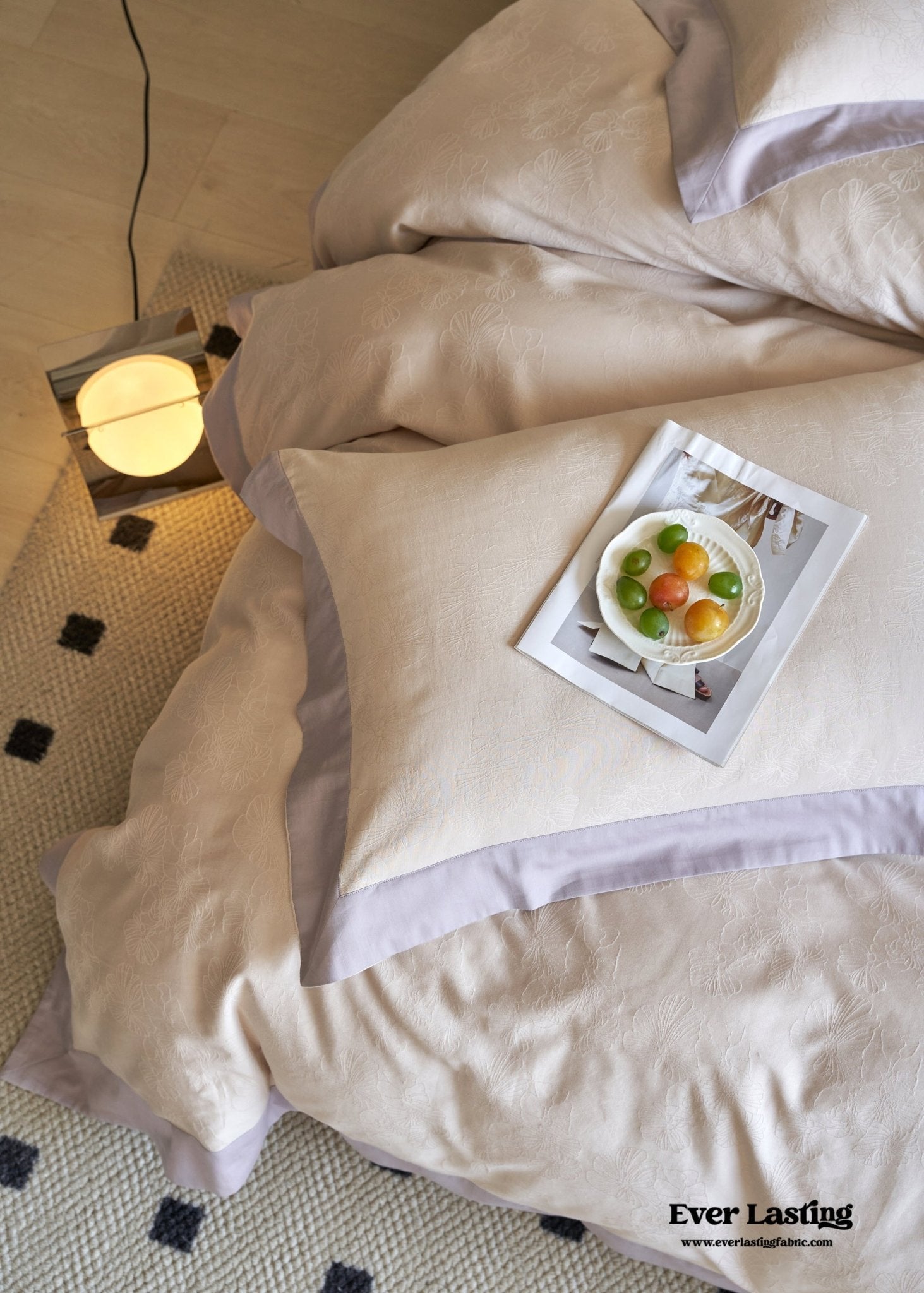 Pink Lavender Satin Jacquard Long - Staple Cotton Bedding Bundle - Ever Lasting