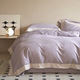 Pink Lavender Satin Jacquard Long - Staple Cotton Bedding Bundle Purple / Medium Fitted