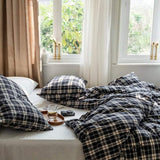 Plaid Bedding Set / Dark Blue + White - Best Stylish Bedding - Ever Lasting
