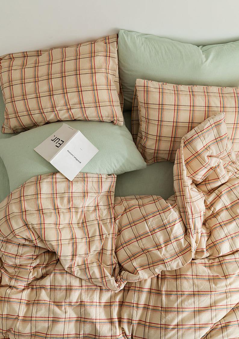  - Ever Lasting - Plaid Bedding Set / Yellow + Mint Green - Bedding Set - Ever Lasting