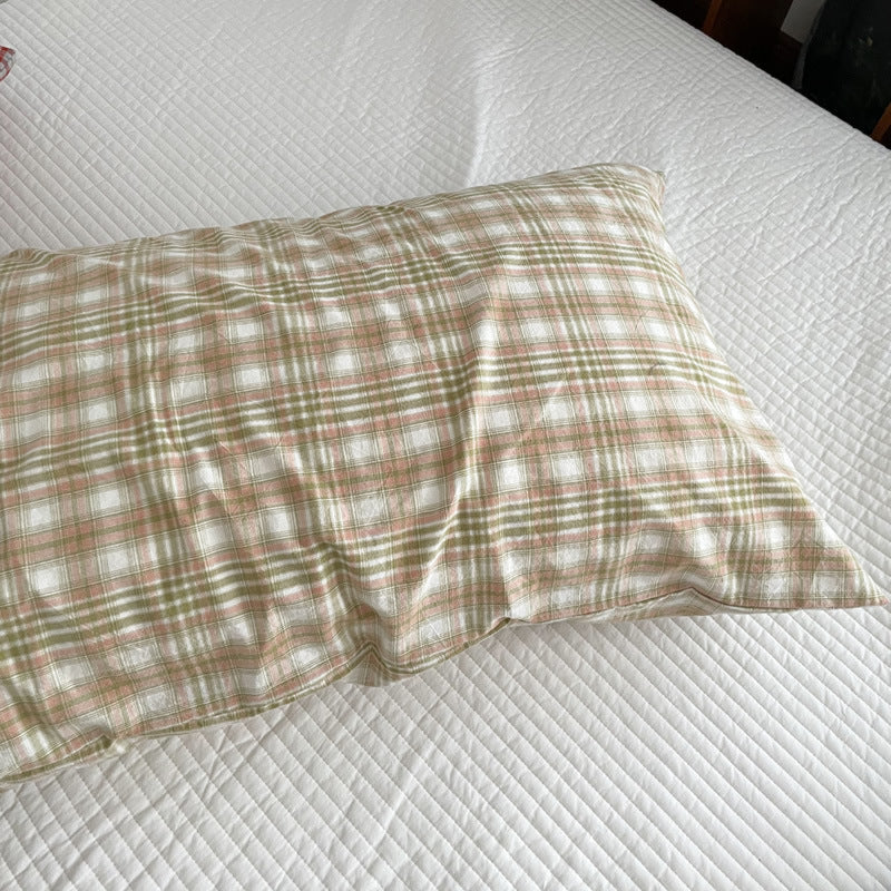 Duo Plaid Pillowcases (5 Colors) Beige Pink
