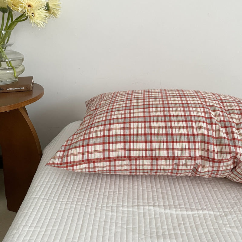 Duo Plaid Pillowcases (5 Colors) Red Gray