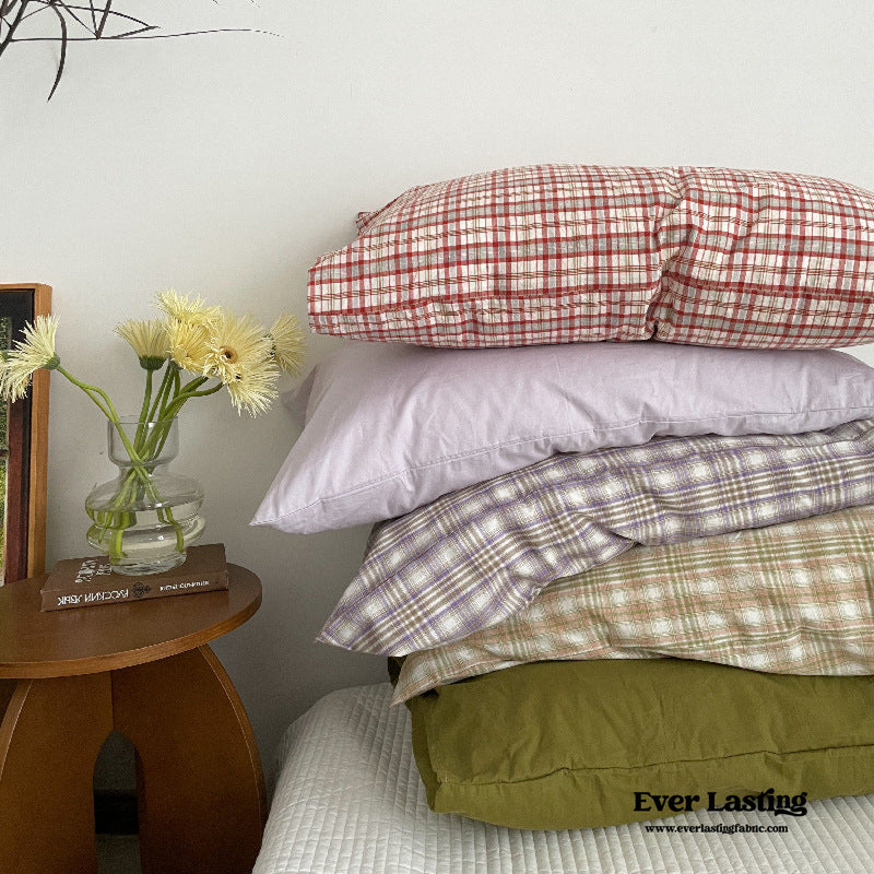 Duo Plaid Pillowcases (5 Colors)