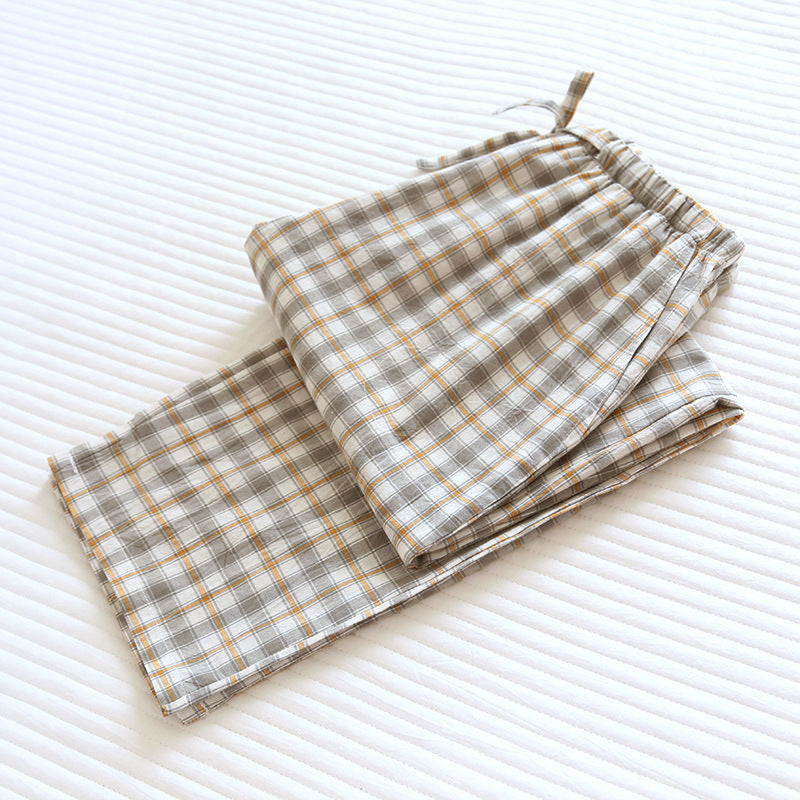 Plaid Washed Cotton Pajama Pants Gray + Brown / Small/Medium Pajamas