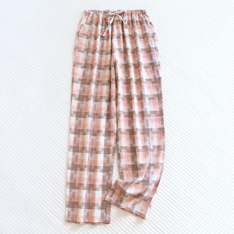 Plaid Washed Cotton Pajama Pants Gray + Pink / Small/Medium Pajamas