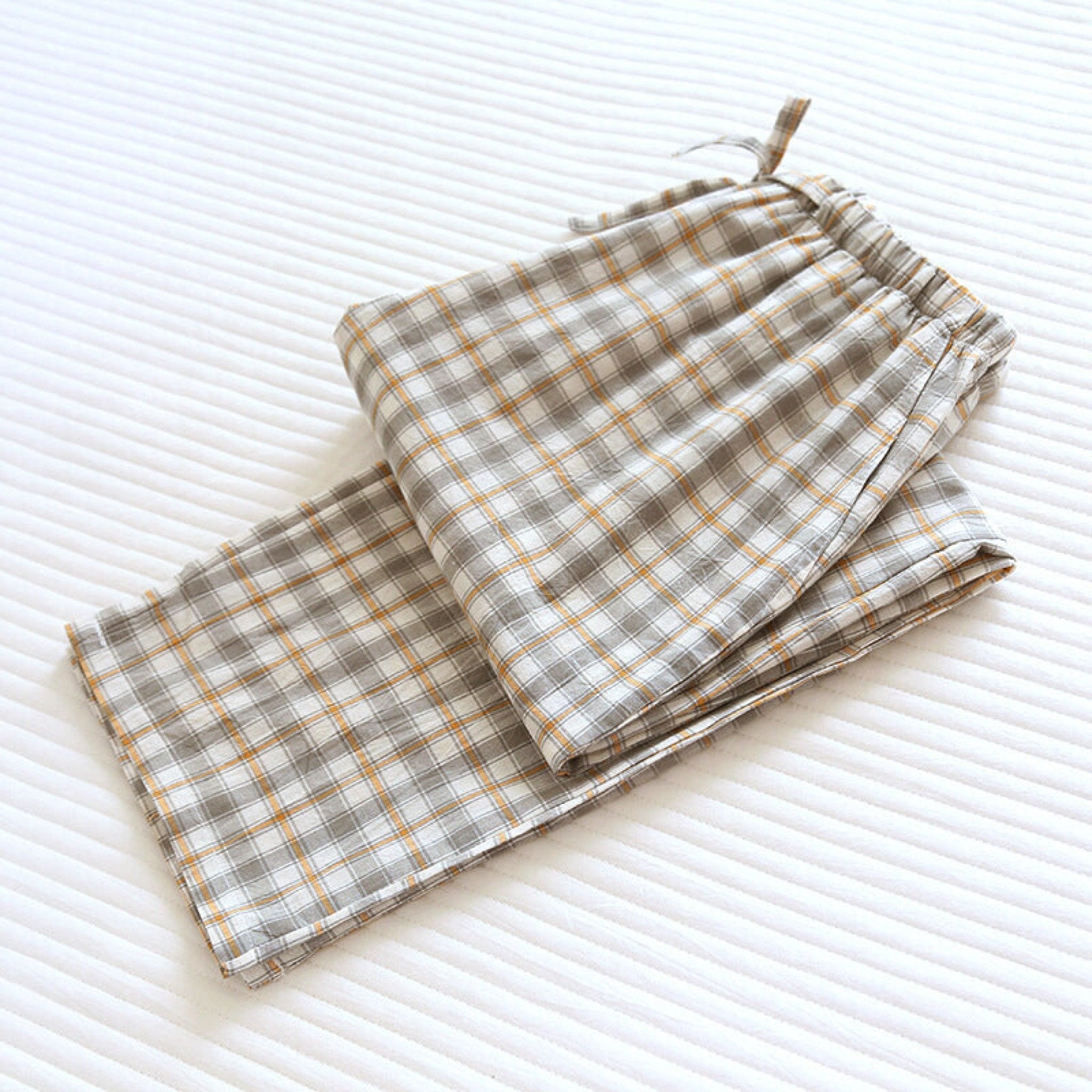 Plaid Washed Cotton Pajama Pants / Light Green - Ever Lasting