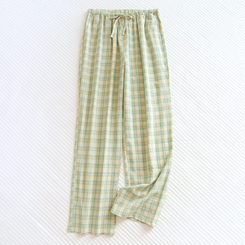 Plaid Washed Cotton Pajama Pants Light Green / Small/Medium Pajamas