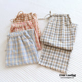 Plaid Washed Cotton Pajama Pants Pajamas