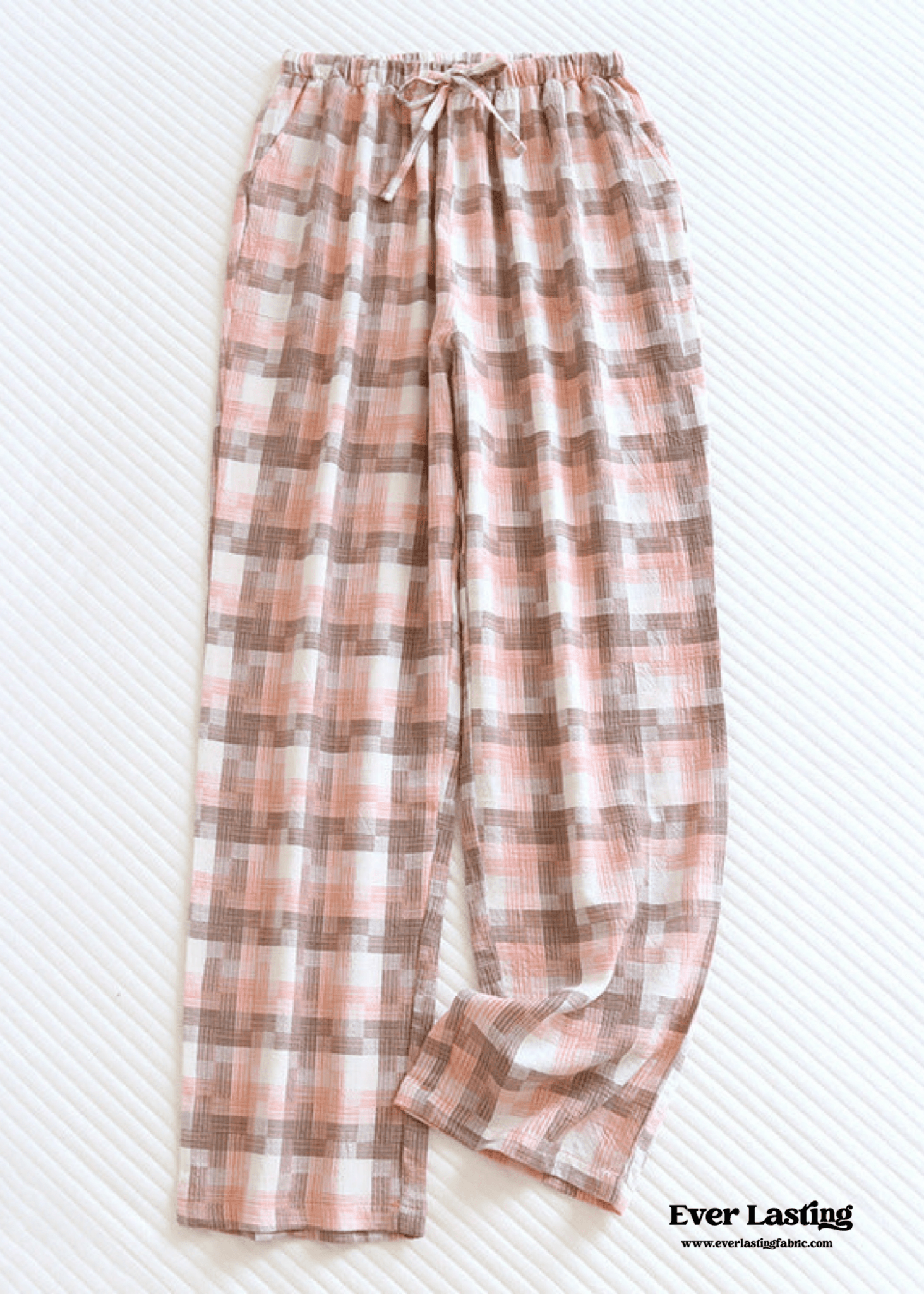 Plaid Washed Cotton Pajama Pants / Pink - Ever Lasting