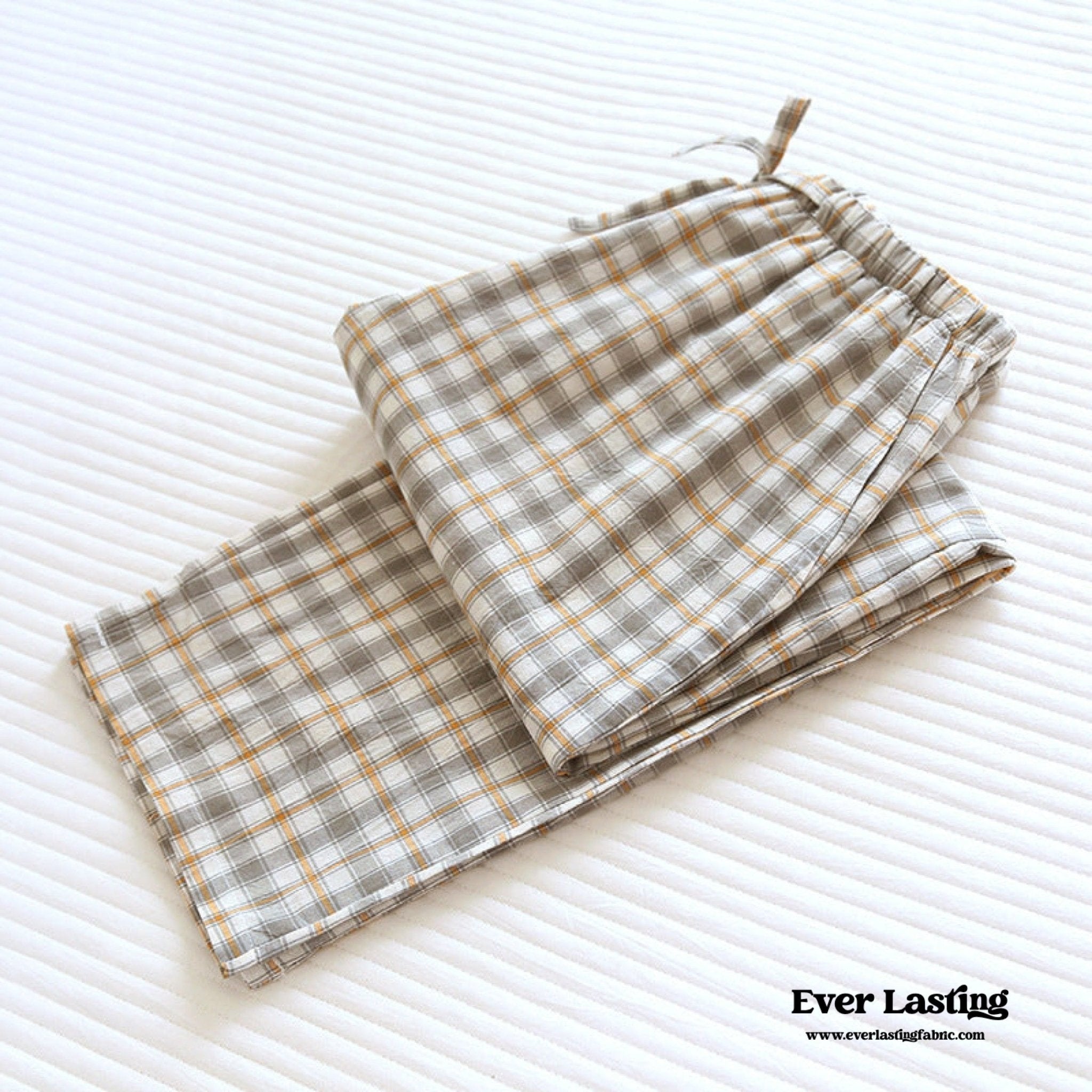Plaid Washed Cotton Pajama Pants / Pink - Ever Lasting
