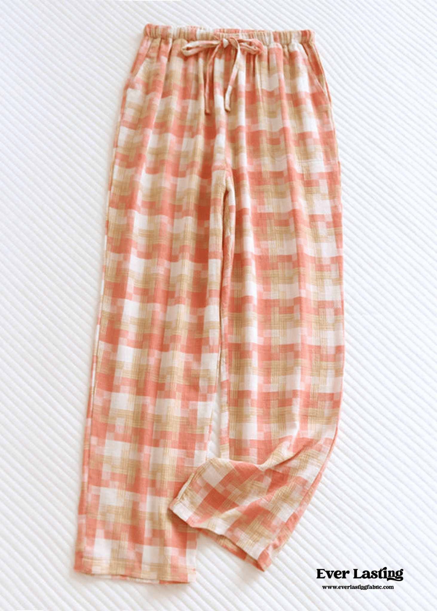 Plaid Washed Cotton Pajama Pants / Pink - Ever Lasting