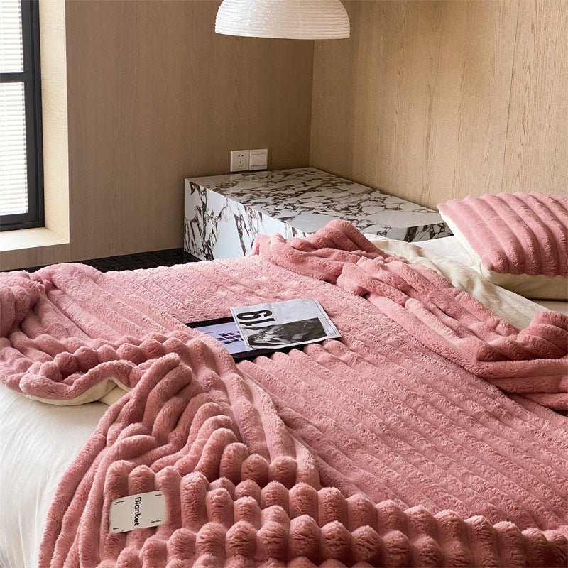  - Ever Lasting - Plush Cozy Jacquard Blanket / Blue - Blankets - Ever Lasting