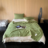 Plush Cozy Jacquard Blanket / Blue Green Small Blankets