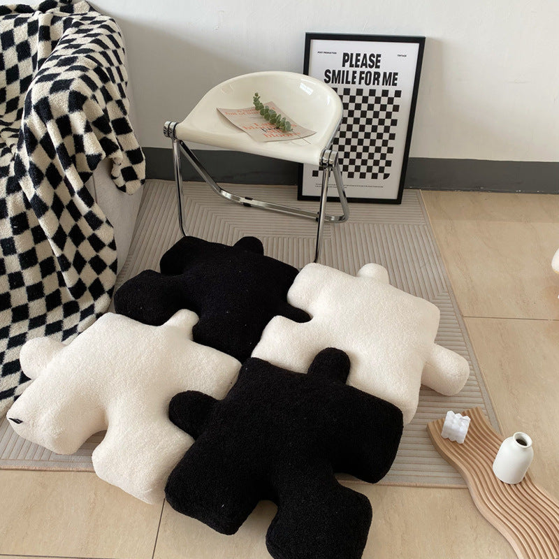 Plush Puzzle Pillow Floor Cushion / Black, Best Stylish Bedding