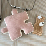 Plush Puzzle Pillow Floor Cushion / Black Pink