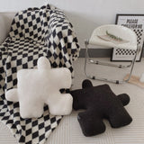 Plush Puzzle Pillow Floor Cushion / Black White
