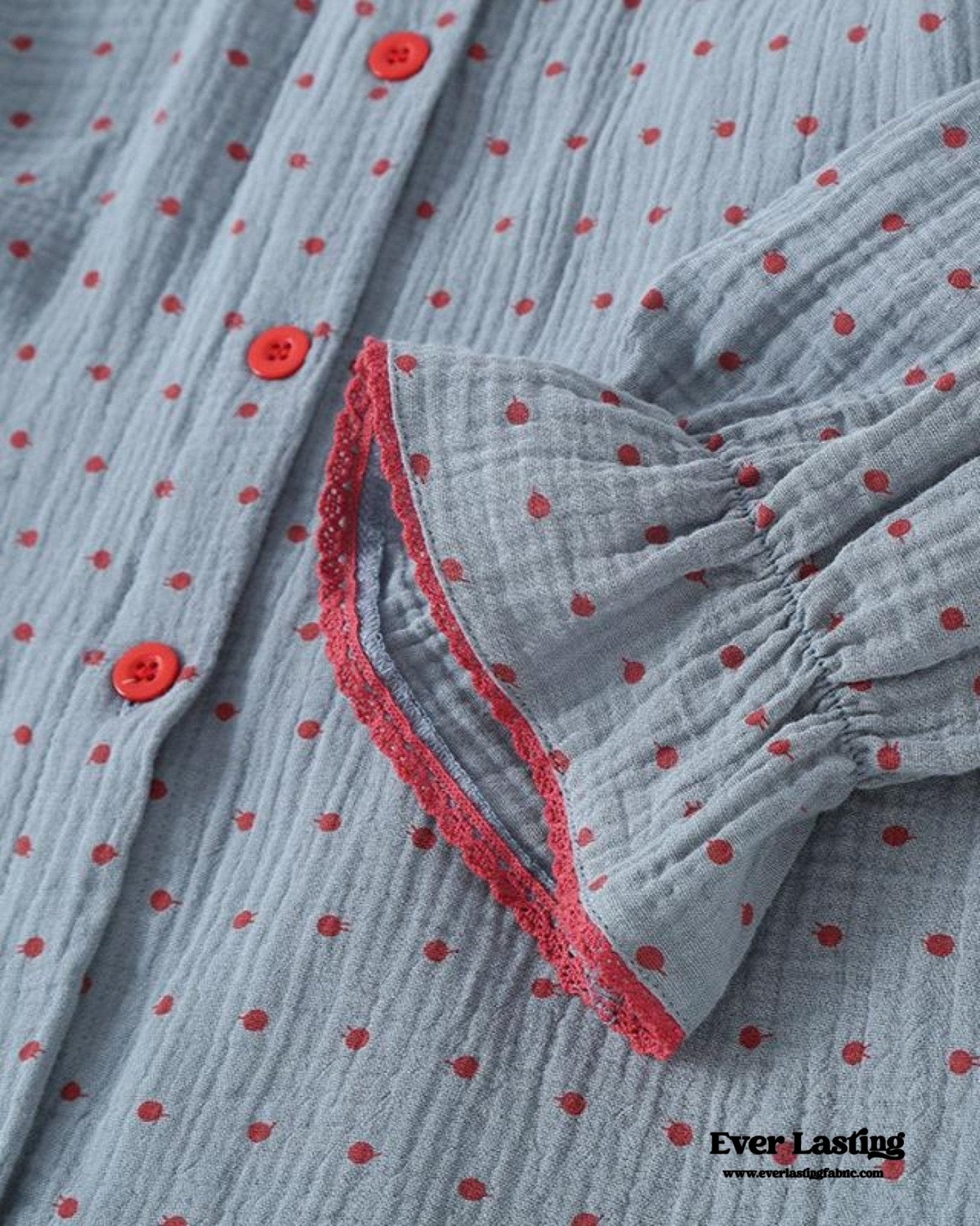 Polka Dot Cute Collared Pajama Set - Ever Lasting