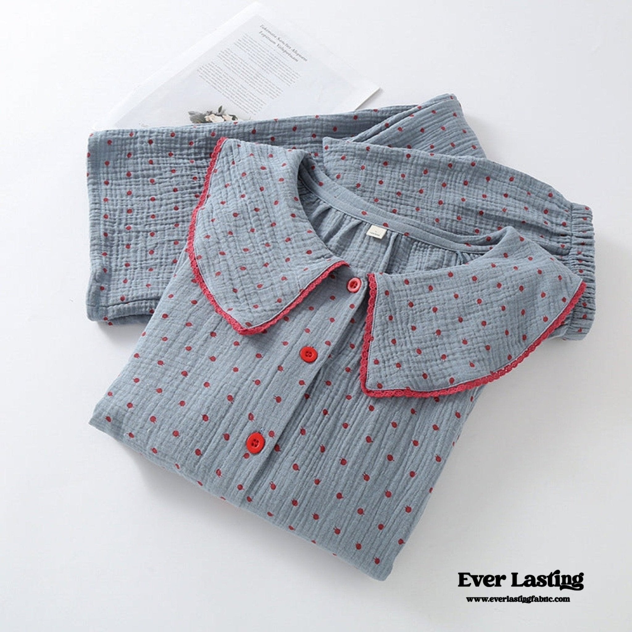 Polka Dot Cute Collared Pajama Set - Ever Lasting