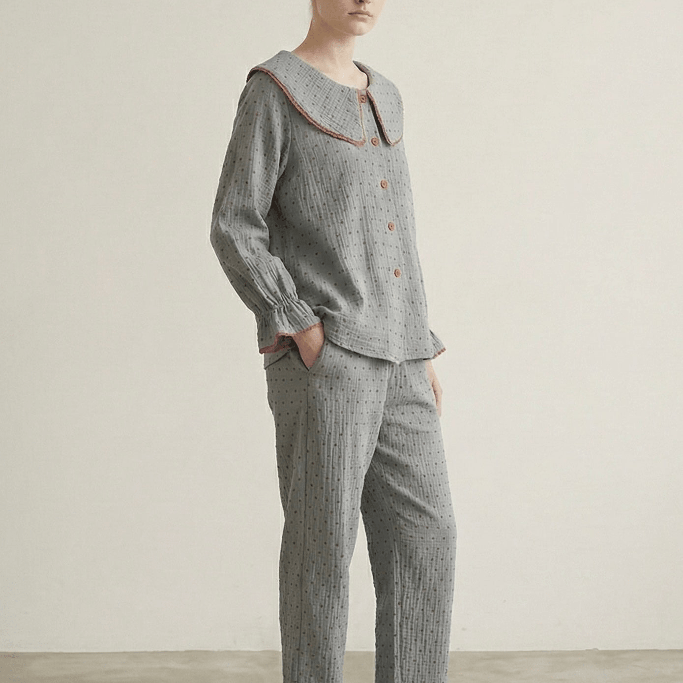  - Ever Lasting - Polka Dot Cute Collared Pajama Set - Pajamas - Ever Lasting