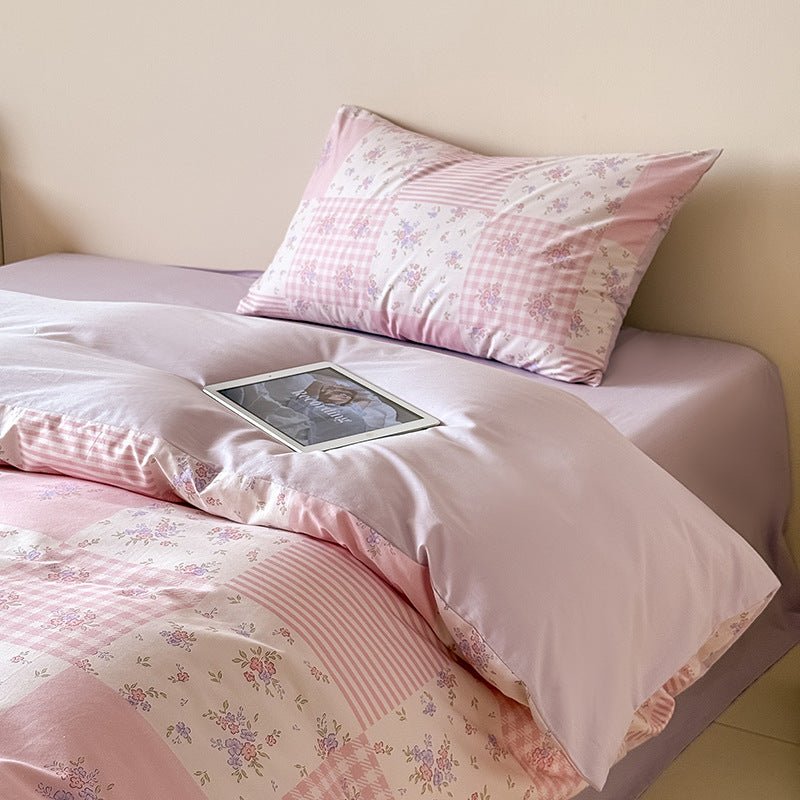  - Ever Lasting - Poppy Patchwork Floral Bedding Set / Pink - Bedding Set - Ever Lasting