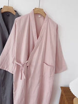 Double-Layer Gauze Cotton Robe / Pink