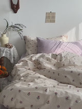 Soft Floral Bedding Set / Purple