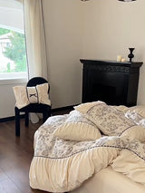 French Black Lace Bedding Set / Cream