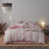Boho Jacquard Cotton Bedding Set / Pink + White