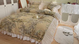 Victorian Inspired Antique Ruffle Bedding Set / Pink Gold