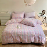 Rainbow Gingham Bedding Set / Purple Small Fitted Bundle