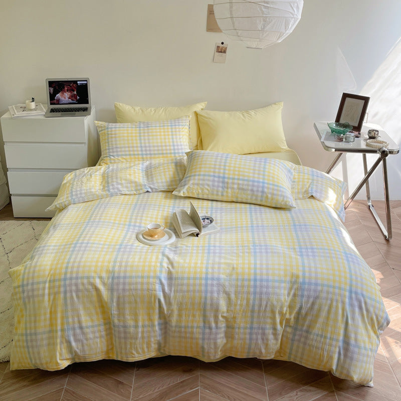 Rainbow Gingham Bedding Bundle Yellow / Small Fitted
