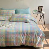 Rainbow Gingham Bedding Set / Green Small Fitted Bundle