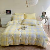 Rainbow Gingham Bedding Set / Green Yellow Small Fitted Bundle