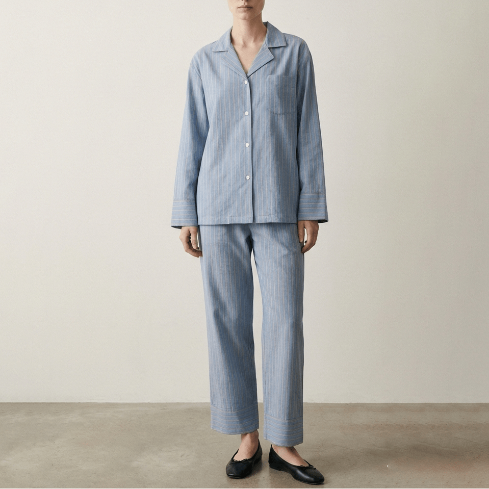  - Ever Lasting - Reese Long - Sleeve Striped Pajama Set / Purple - Pajamas - Ever Lasting