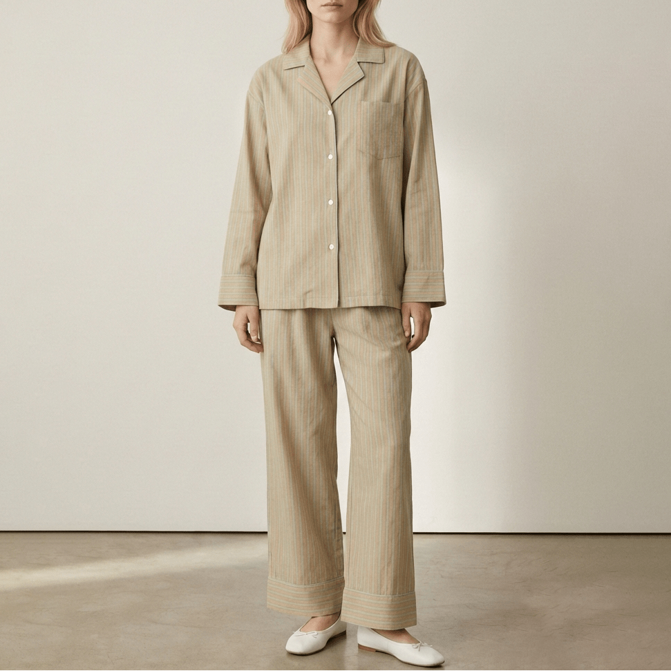  - Ever Lasting - Reese Long - Sleeve Striped Pajama Set / Purple - Pajamas - Ever Lasting