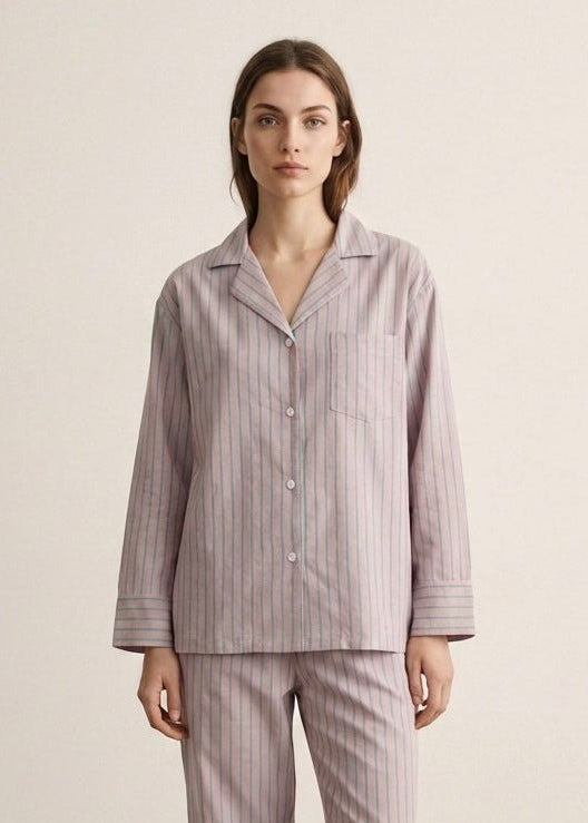  - Ever Lasting - Reese Long - Sleeve Striped Pajama Set / Purple - Pajamas - Ever Lasting