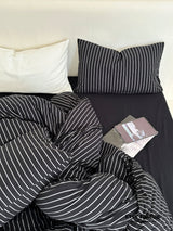 Refreshing Black Thin Stripe Bedding Set