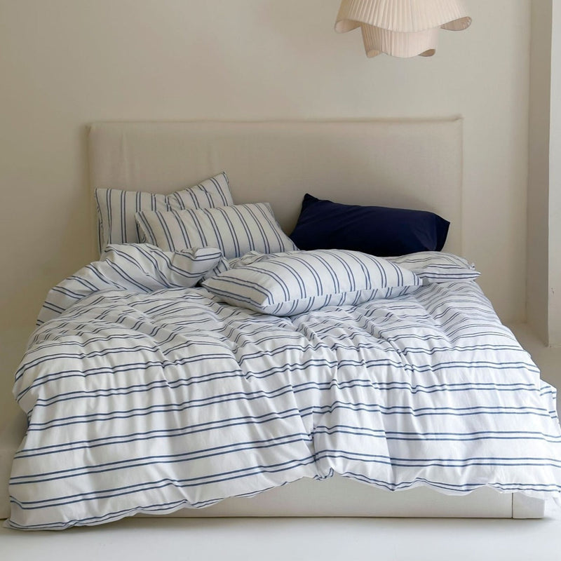 Refreshing Stripe Bedding Set / Blue Double Small Flat