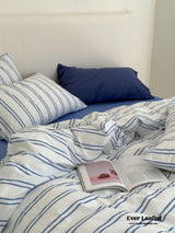 Refreshing Stripe Bedding Set / Blue Single