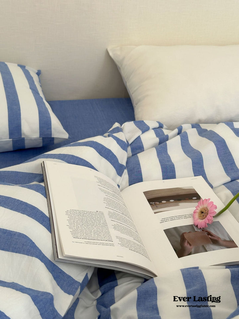 Refreshing Stripe Bedding Set / Blue Single