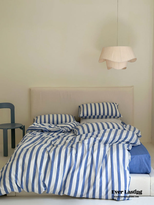 Refreshing Stripe Bedding Set / Blue Thick