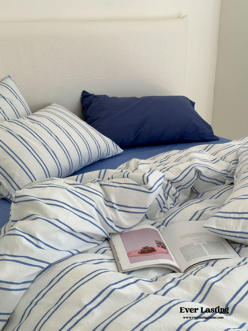 Refreshing Stripe Bedding Set / Blue Thick