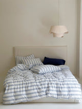 Refreshing Stripe Bedding Set / Blue Thick Double Small Flat