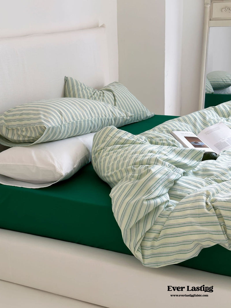 Refreshing Stripe Bedding Set / Forest Green